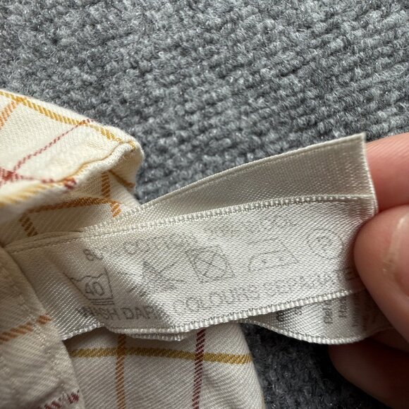 Viyella Brown Yellow 16 Check Button-Down Wool Cotton Short Sleeve Shirt Men - Picture 8 of 13